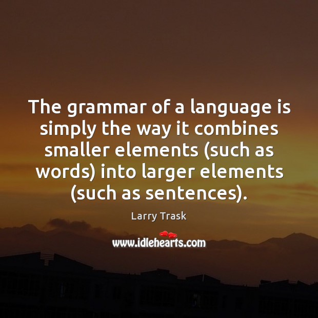 The grammar of a language is simply the way it combines smaller Larry Trask Picture Quote
