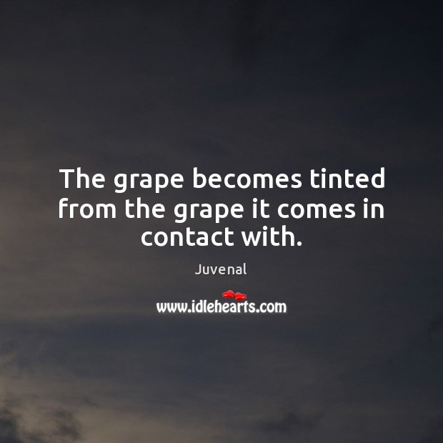 The grape becomes tinted from the grape it comes in contact with. Image