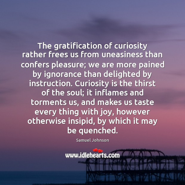 The gratification of curiosity rather frees us from uneasiness than confers pleasure; Image