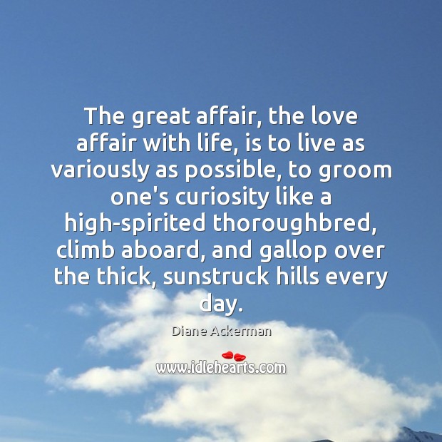 The great affair, the love affair with life, is to live as Diane Ackerman Picture Quote