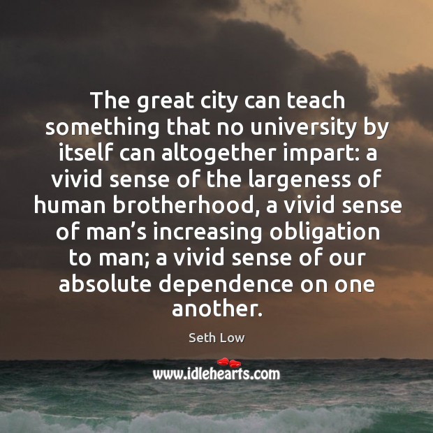 The great city can teach something that no university by itself can altogether impart: Seth Low Picture Quote