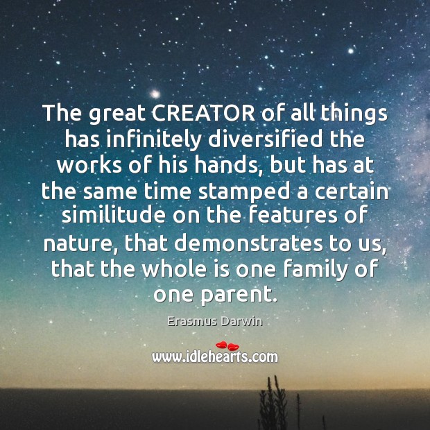 The great CREATOR of all things has infinitely diversified the works of Image