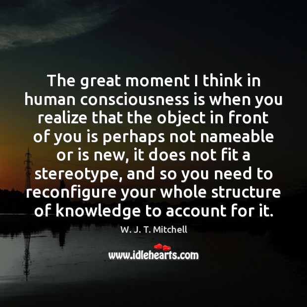 The great moment I think in human consciousness is when you realize W. J. T. Mitchell Picture Quote
