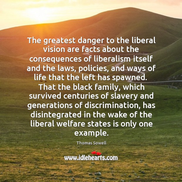 The greatest danger to the liberal vision are facts about the consequences Image