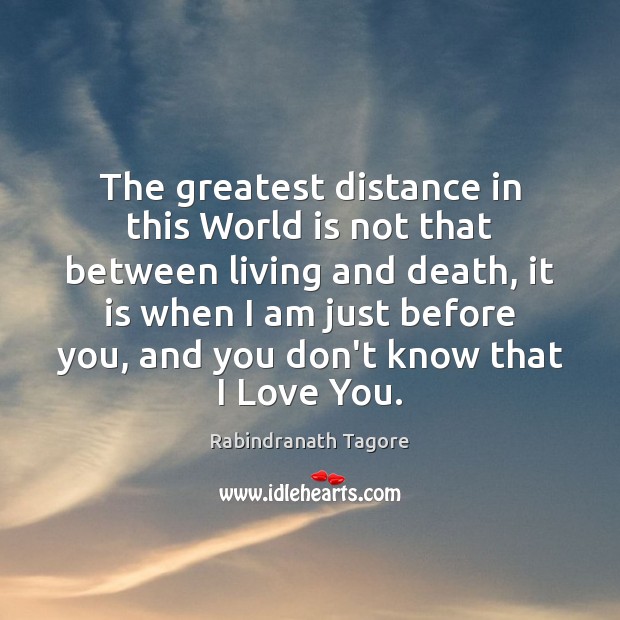 The greatest distance in this World is not that between living and Image