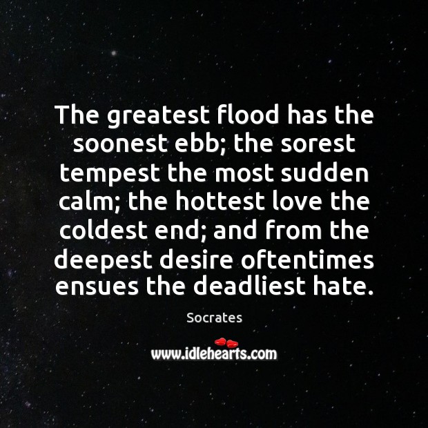 The greatest flood has the soonest ebb; the sorest tempest the most Image
