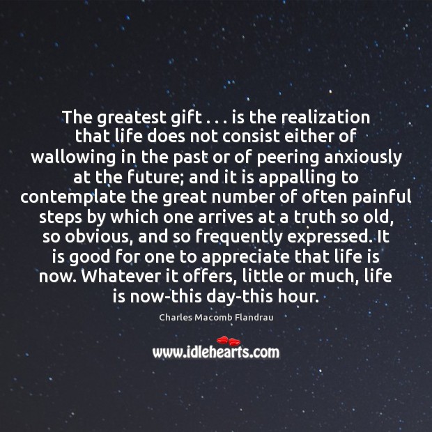 The greatest gift . . . is the realization that life does not consist either Charles Macomb Flandrau Picture Quote