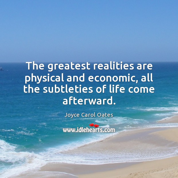 The greatest realities are physical and economic, all the subtleties of life Image