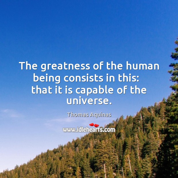 The greatness of the human being consists in this:   that it is capable of the universe. Image