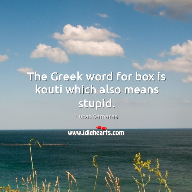 The Greek word for box is kouti which also means stupid. Lucas Samaras Picture Quote