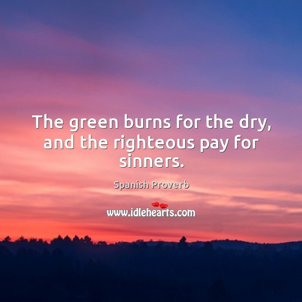 The green burns for the dry, and the righteous pay for sinners. Spanish Proverbs Image