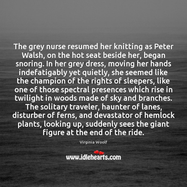 The grey nurse resumed her knitting as Peter Walsh, on the hot Image