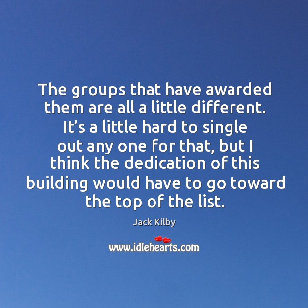 The groups that have awarded them are all a little different. Jack Kilby Picture Quote