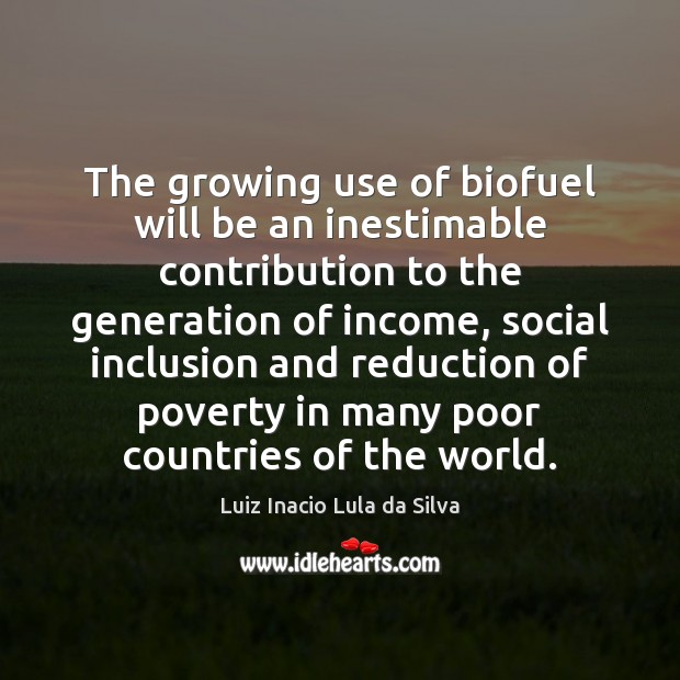 The growing use of biofuel will be an inestimable contribution to the Image