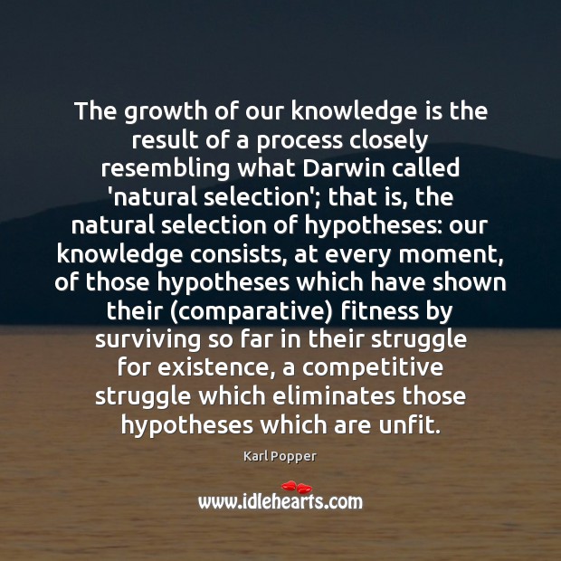 The growth of our knowledge is the result of a process closely Karl Popper Picture Quote