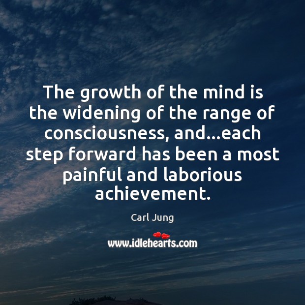 The growth of the mind is the widening of the range of Carl Jung Picture Quote
