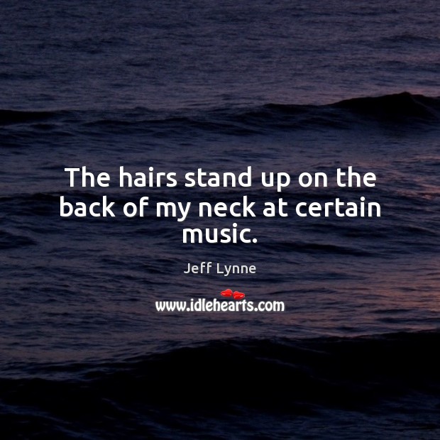 The hairs stand up on the back of my neck at certain music. Jeff Lynne Picture Quote