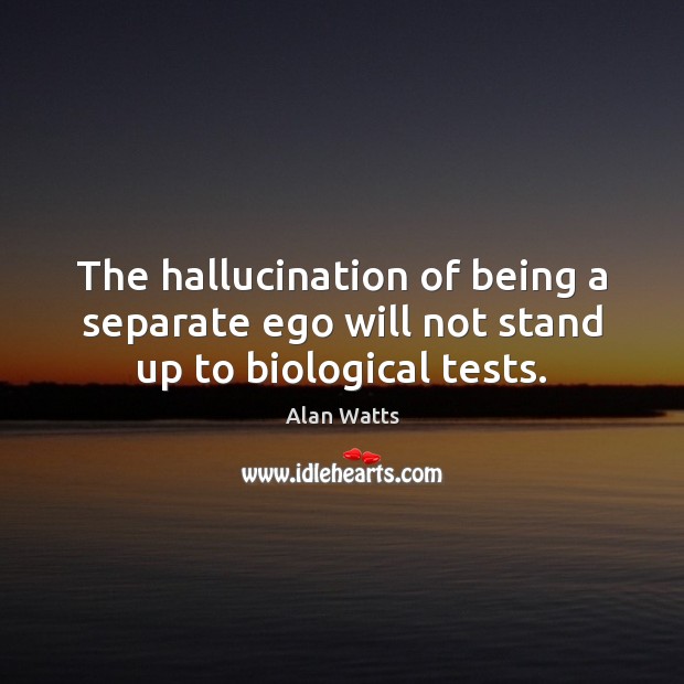 The hallucination of being a separate ego will not stand up to biological tests. Alan Watts Picture Quote