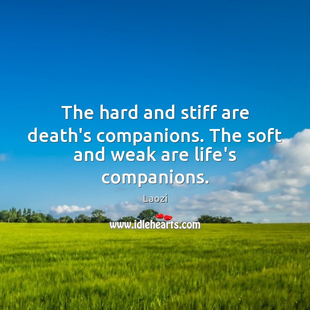 The hard and stiff are death’s companions. The soft and weak are life’s companions. Laozi Picture Quote