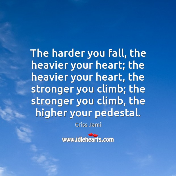 The harder you fall, the heavier your heart; the heavier your heart, Image