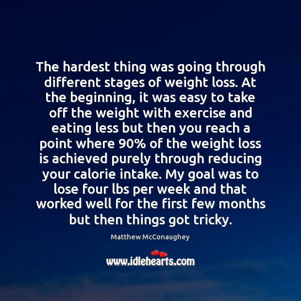 The hardest thing was going through different stages of weight loss. At 