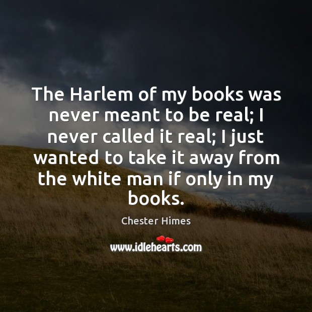 The Harlem of my books was never meant to be real; I Image