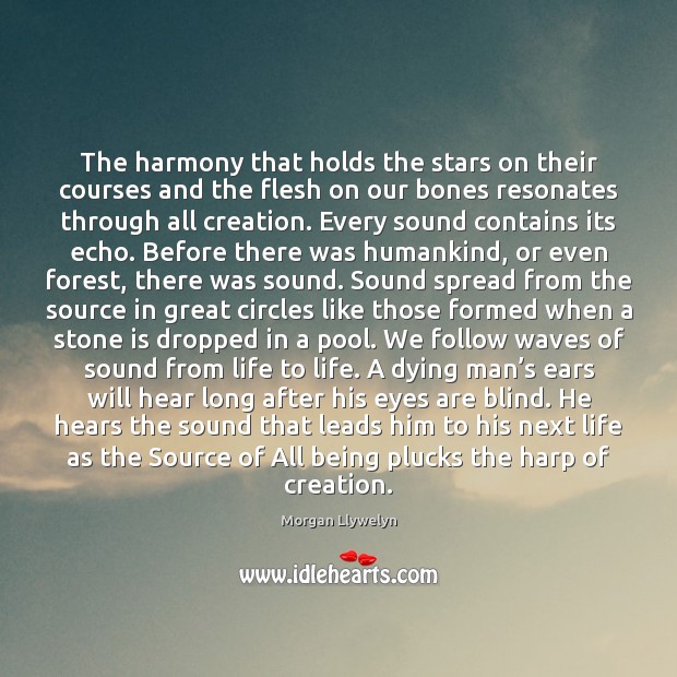 The harmony that holds the stars on their courses and the flesh Morgan Llywelyn Picture Quote