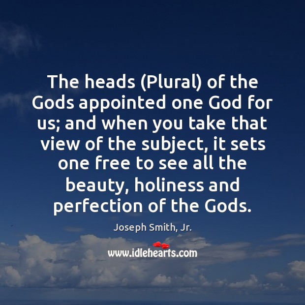The heads (Plural) of the Gods appointed one God for us; and Image