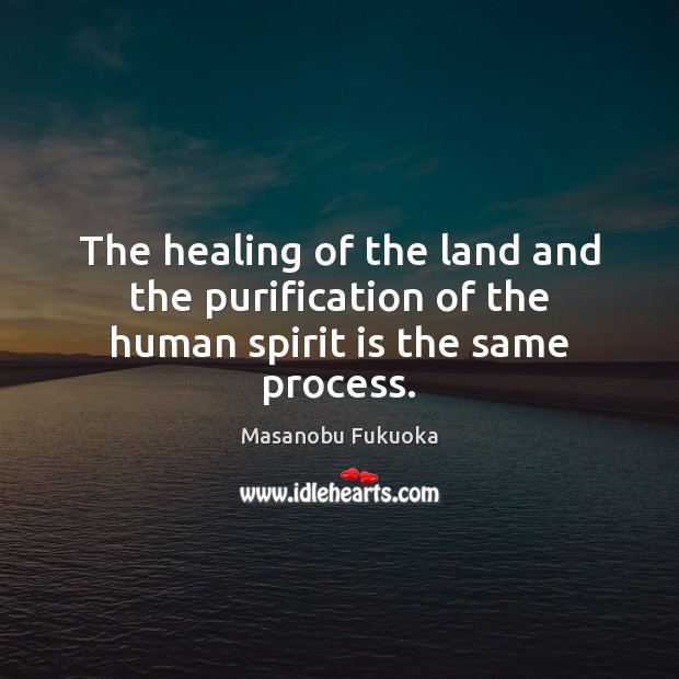 The healing of the land and the purification of the human spirit is the same process. 