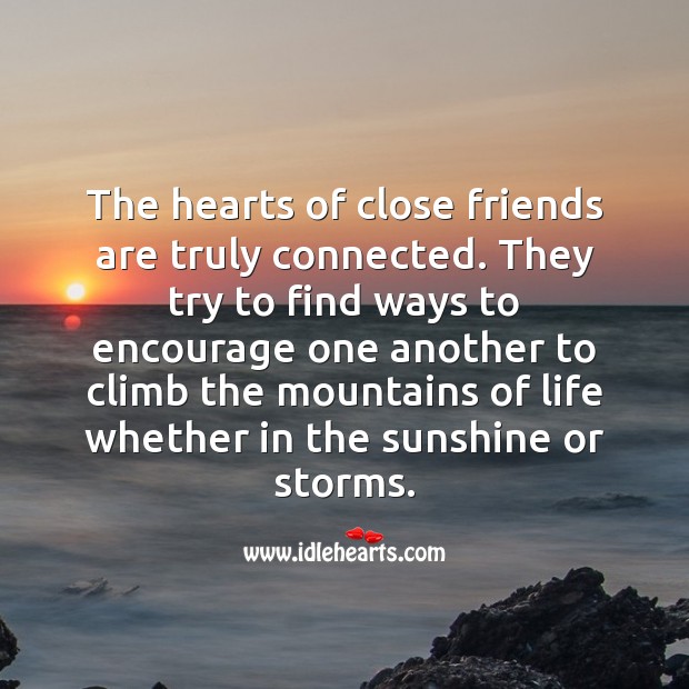 The hearts of close friends are truly connected. Real Friends Quotes Image