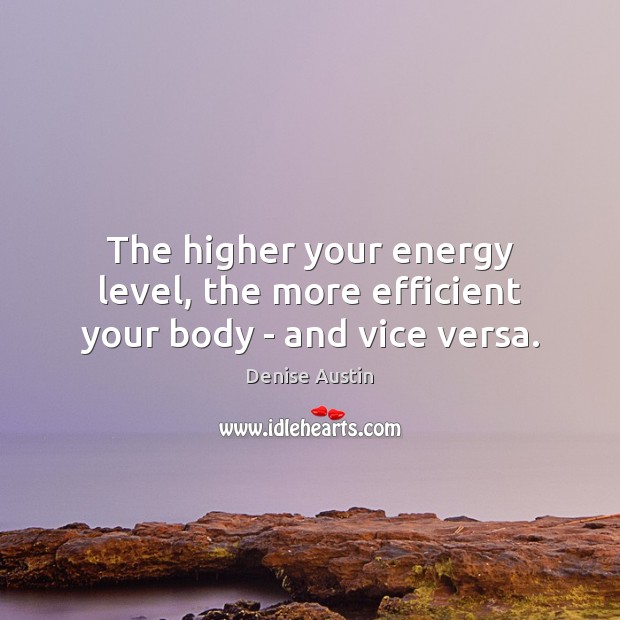 The higher your energy level, the more efficient your body – and vice versa. Denise Austin Picture Quote