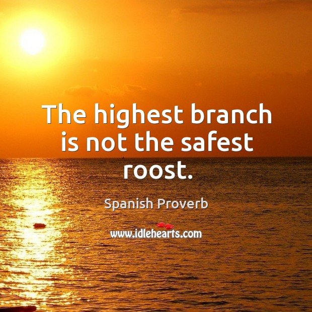 The highest branch is not the safest roost. Spanish Proverbs Image