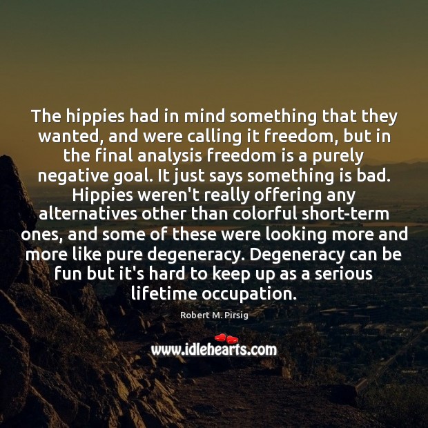 The hippies had in mind something that they wanted, and were calling Freedom Quotes Image