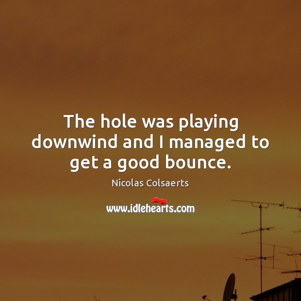 The hole was playing downwind and I managed to get a good bounce. Nicolas Colsaerts Picture Quote