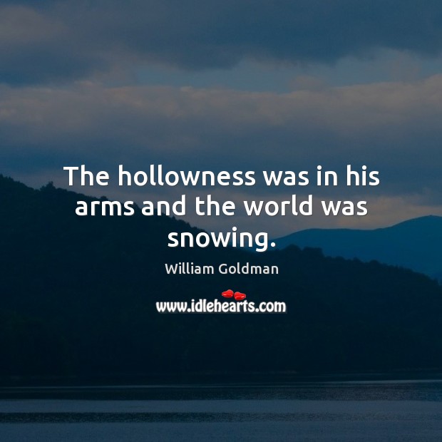 The hollowness was in his arms and the world was snowing. William Goldman Picture Quote