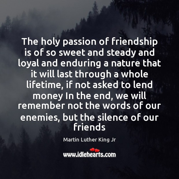 The holy passion of friendship is of so sweet and steady and Martin Luther King Jr Picture Quote
