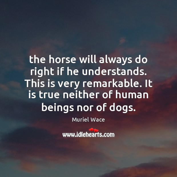 The horse will always do right if he understands. This is very Image