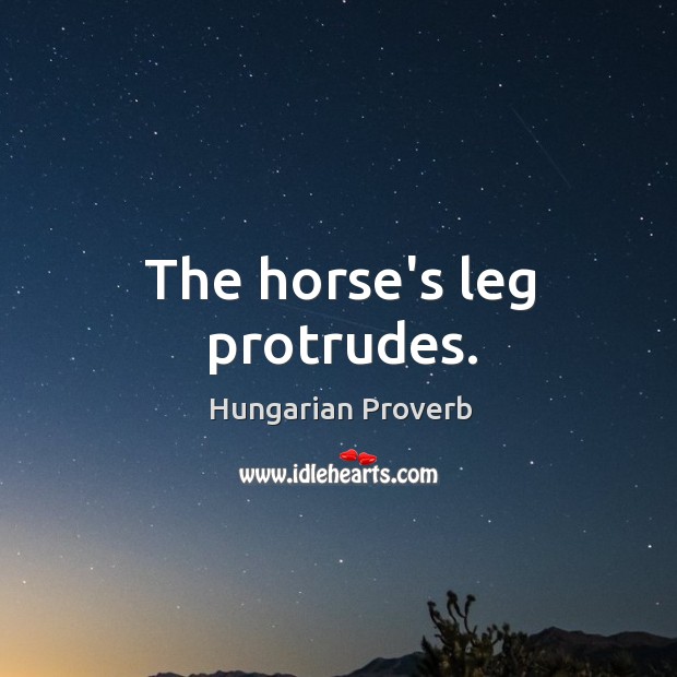 The horse’s leg protrudes. Image