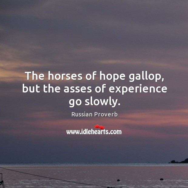 The horses of hope gallop, but the asses of experience go slowly. Image