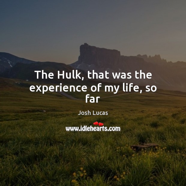 The Hulk, that was the experience of my life, so far Image