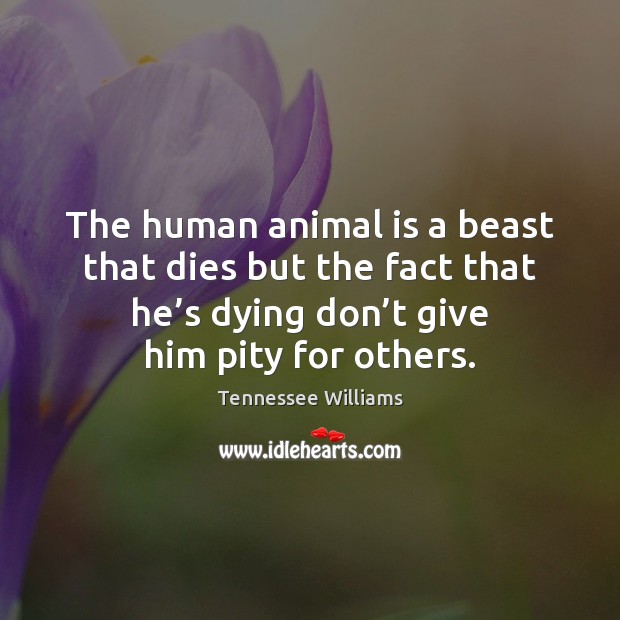 The human animal is a beast that dies but the fact that Tennessee Williams Picture Quote