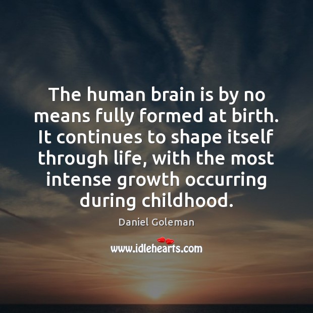 The human brain is by no means fully formed at birth. It Daniel Goleman Picture Quote