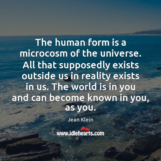 The human form is a microcosm of the universe. All that supposedly Jean Klein Picture Quote