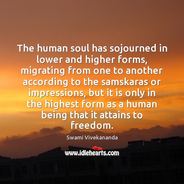 The human soul has sojourned in lower and higher forms, migrating from 