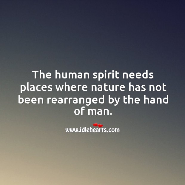The human spirit needs places where nature has not been rearranged by the hand of man. Image