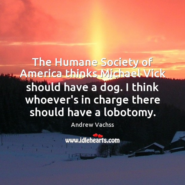 The Humane Society of America thinks Michael Vick should have a dog. Andrew Vachss Picture Quote