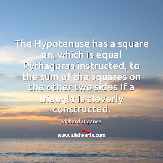 The Hypotenuse has a square on, which is equal Pythagoras instructed, to Image