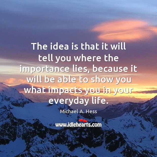 The idea is that it will tell you where the importance lies, Michael A. Hess Picture Quote