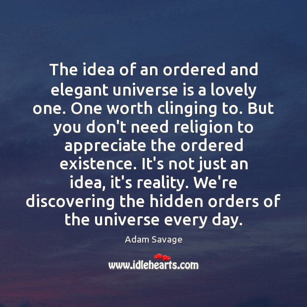 The idea of an ordered and elegant universe is a lovely one. Adam Savage Picture Quote