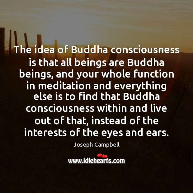 The idea of Buddha consciousness is that all beings are Buddha beings, Joseph Campbell Picture Quote